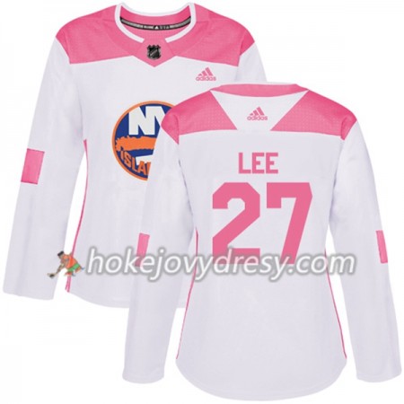 Dámské Hokejový Dres New York Islanders Anders Lee 27 Bílá 2017-2018 Adidas Růžová Fashion Authentic